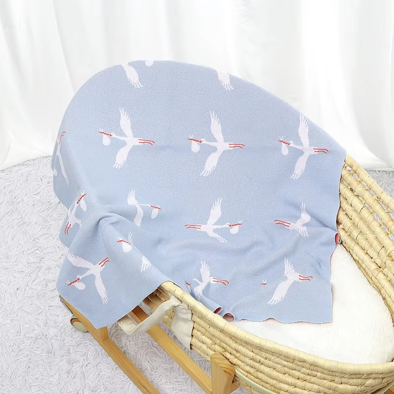 Knitted Crane Blanket