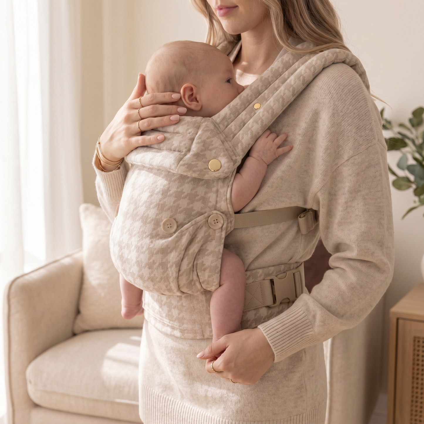 Baby Carrier - Neutral Houndstooth