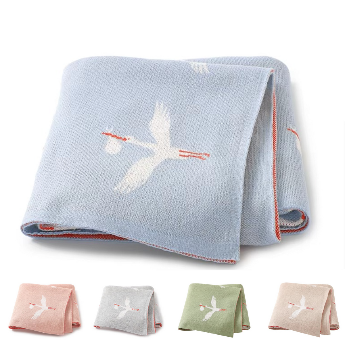 Knitted Crane Blanket