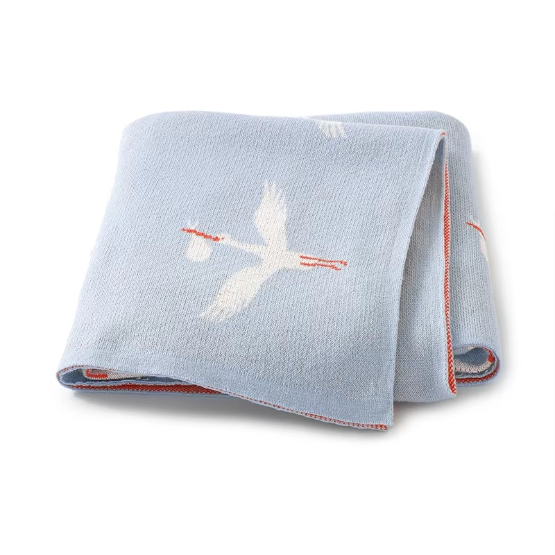 Knitted Crane Blanket