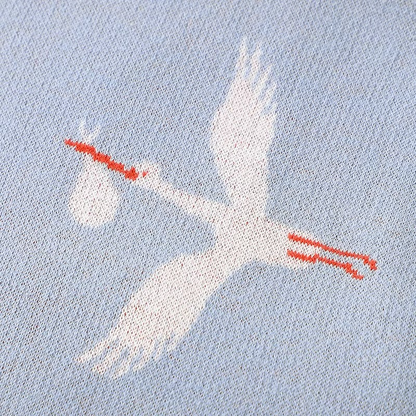 Knitted Crane Blanket