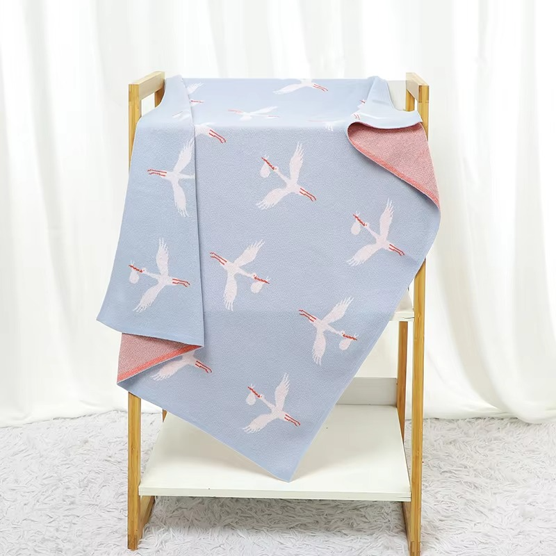 Knitted Crane Blanket