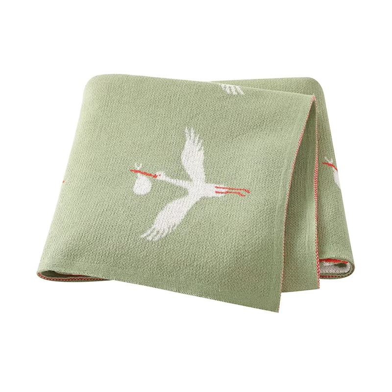 Knitted Crane Blanket