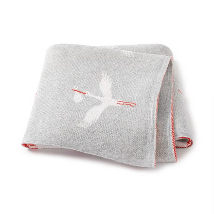 Knitted Crane Blanket