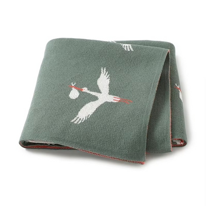 Knitted Crane Blanket