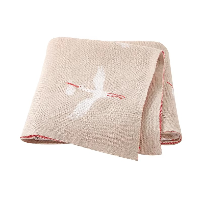 Knitted Crane Blanket