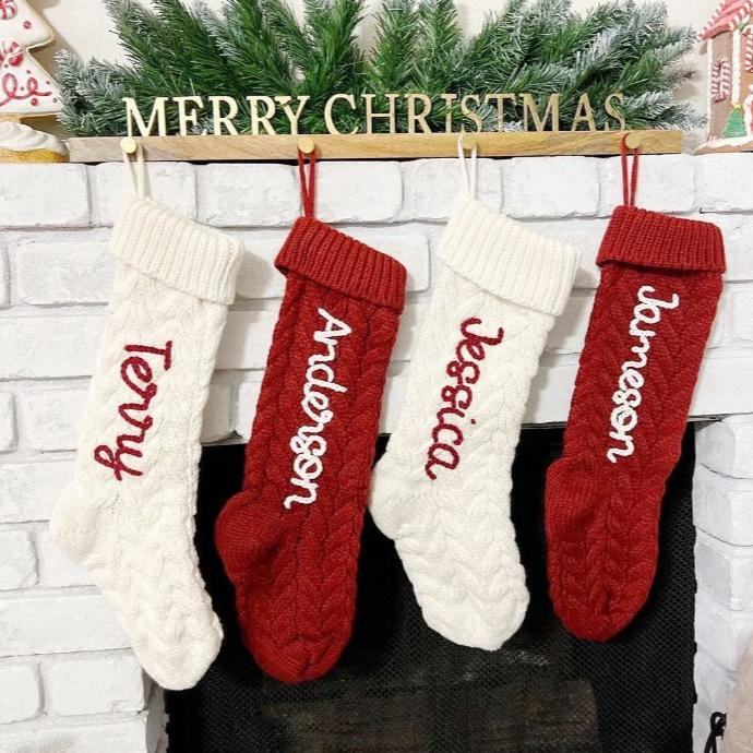 Hand-Knitted Personalized Christmas Stockings