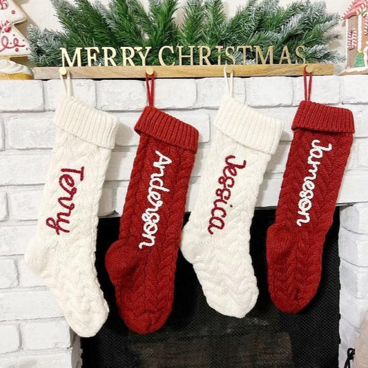 Hand-Knitted Personalized Christmas Stockings