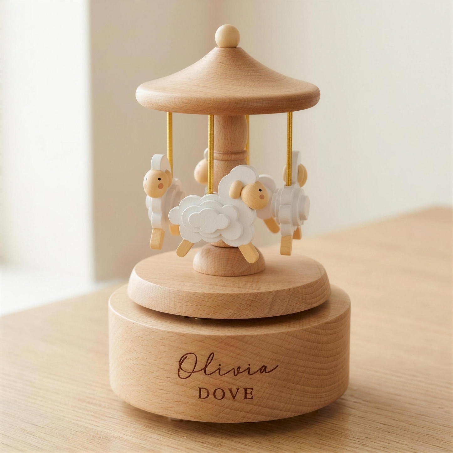 Heirloom Wooden Musical Carousel – Sheep