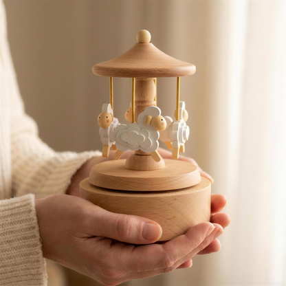 Heirloom Wooden Musical Carousel – Sheep