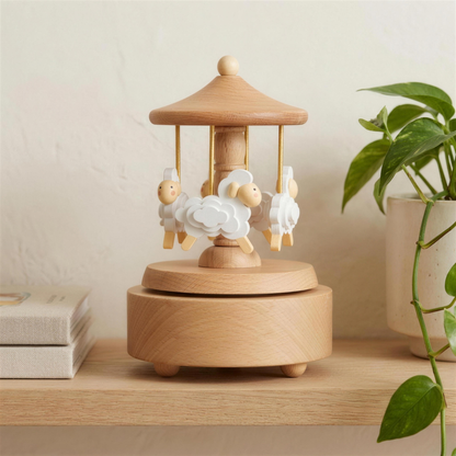 Heirloom Wooden Musical Carousel – Sheep