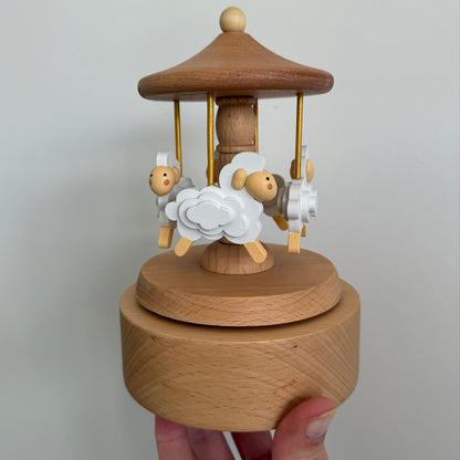 Heirloom Wooden Musical Carousel – Sheep