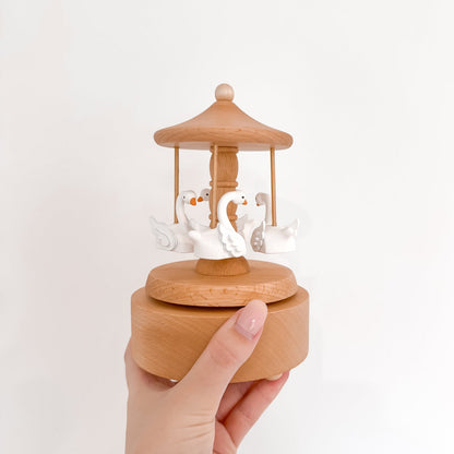 Heirloom Wooden Musical Carousel – Swans