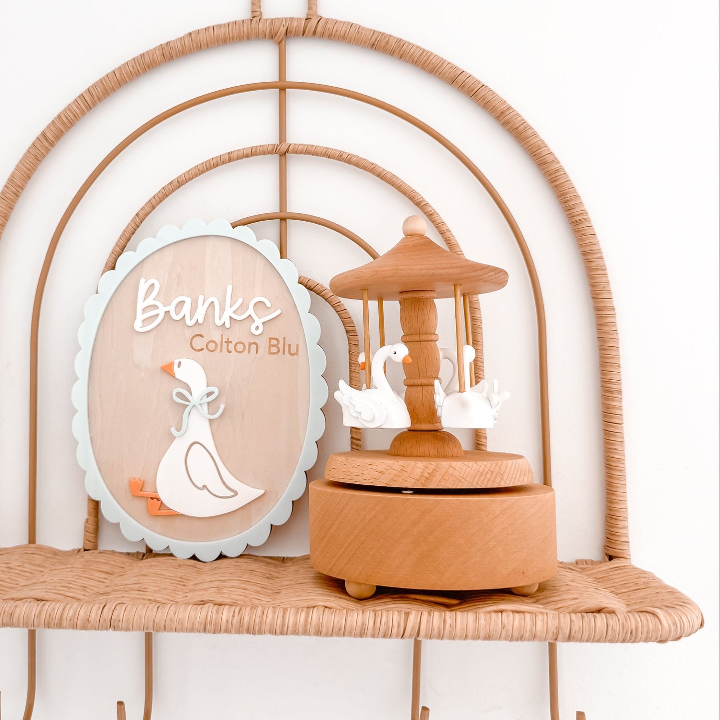 Heirloom Wooden Musical Carousel – Swans