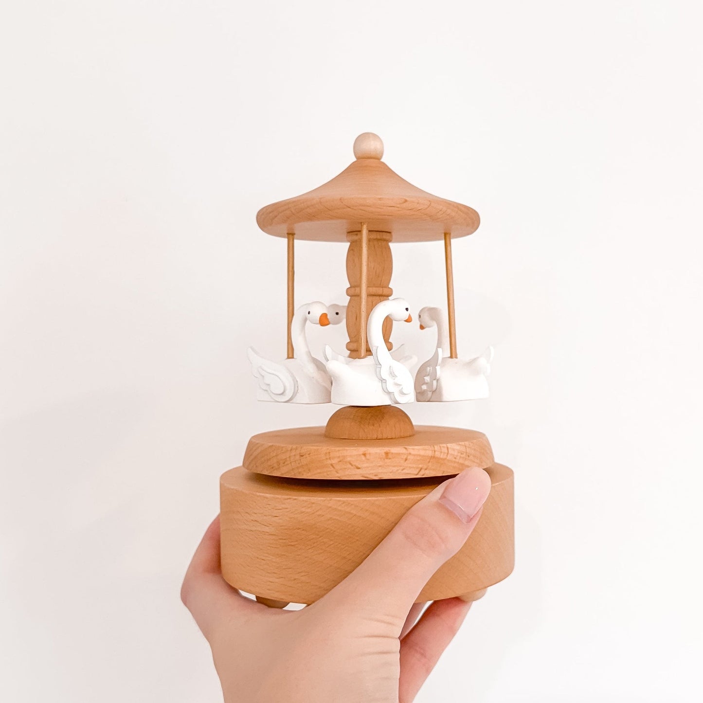 Heirloom Wooden Musical Carousel – Swans